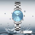 SKMEI 1694 Acier Inoxydable Dos Résistant À L&#39;eau Reloj Minimalista Quartz Montres Couple